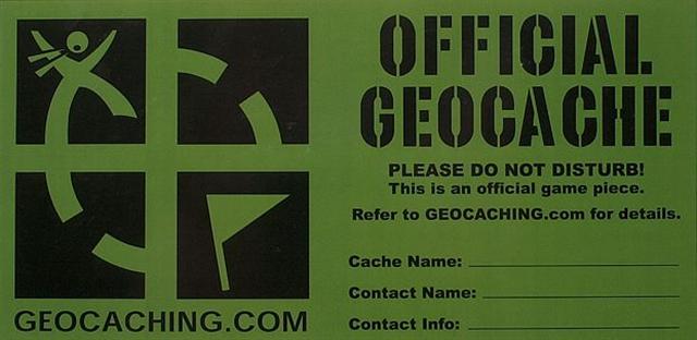 Geocaching cache container label
